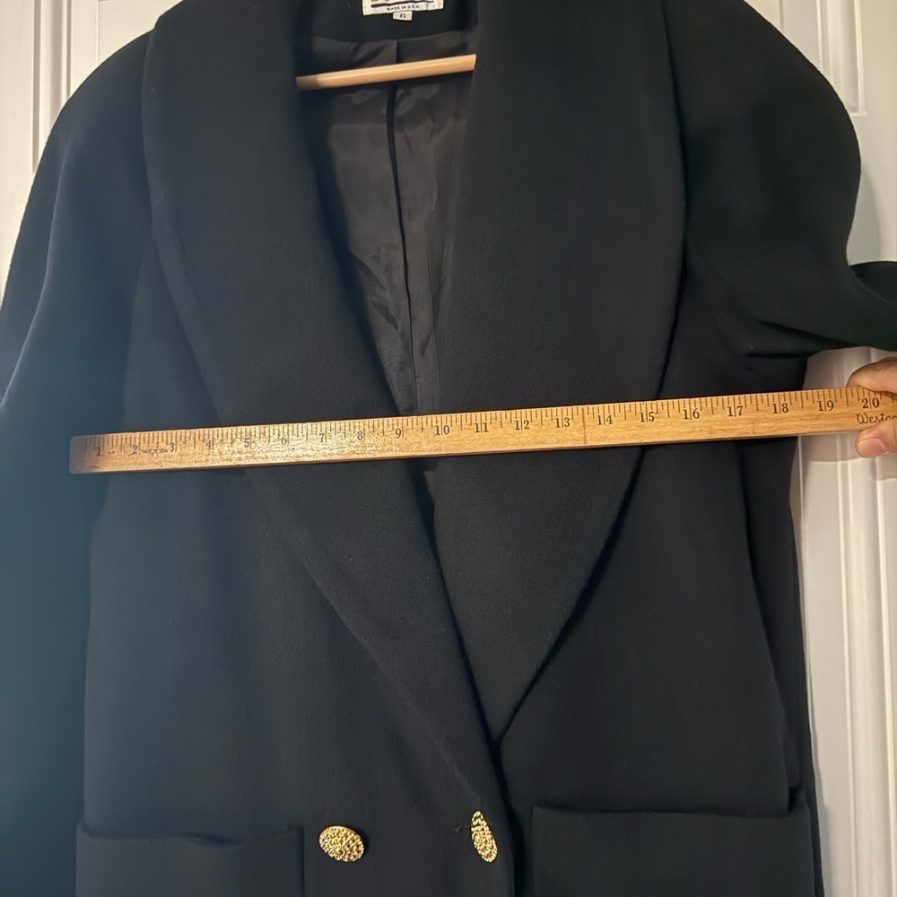 VTG Lorovi Woman’s Black Classic 80s Retro Look Wool Coat Jacket USA Made - Picture 5 of 9
